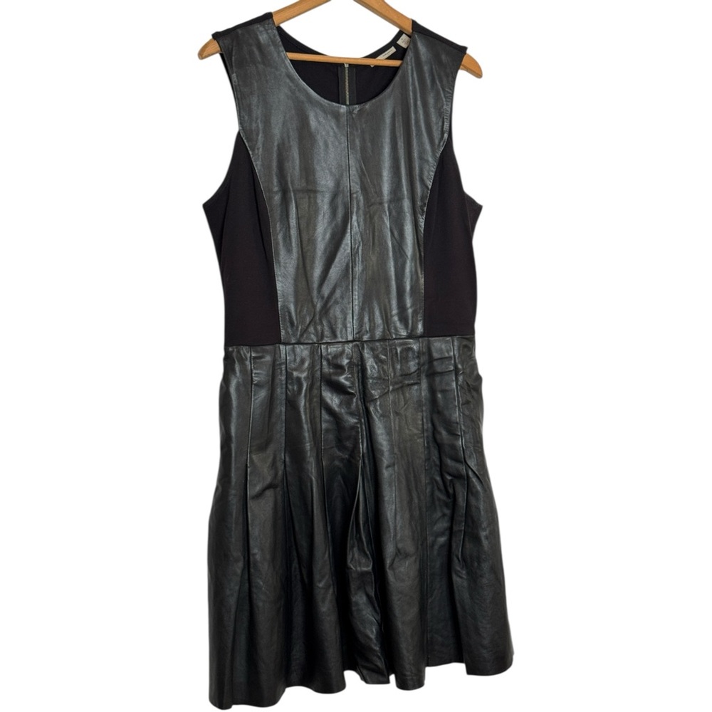 Halogen Black Leather Sleeveless Dress